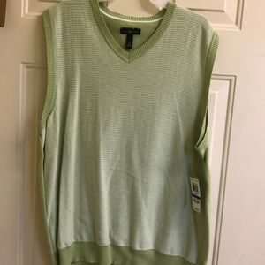 Club Room Sweater Vest XL Lime Green white stripe